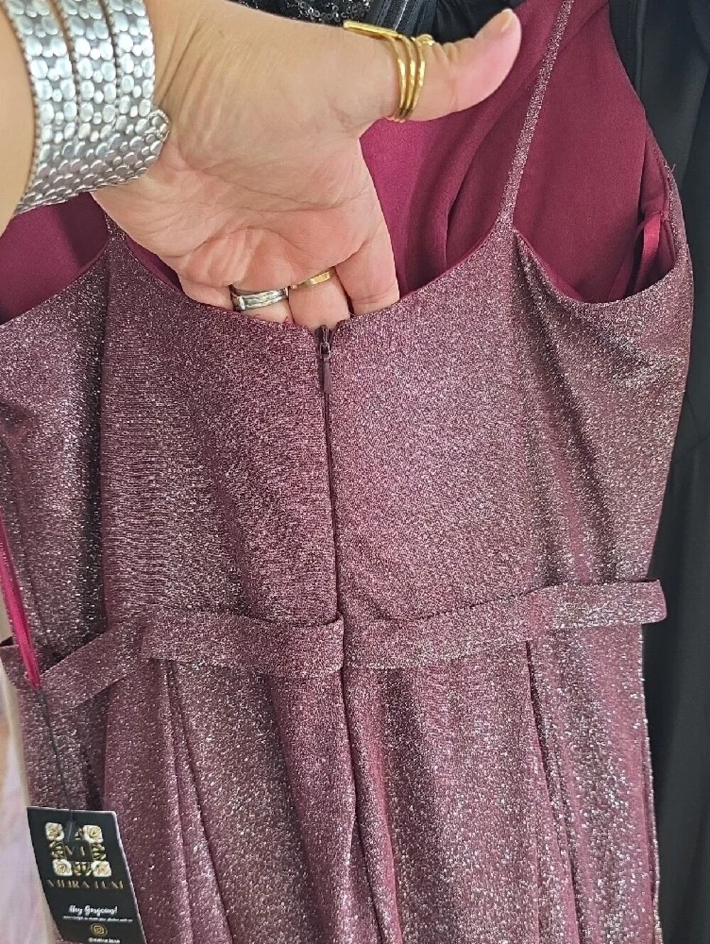Sparkle Wine Burgundy A-Line Evening Dress